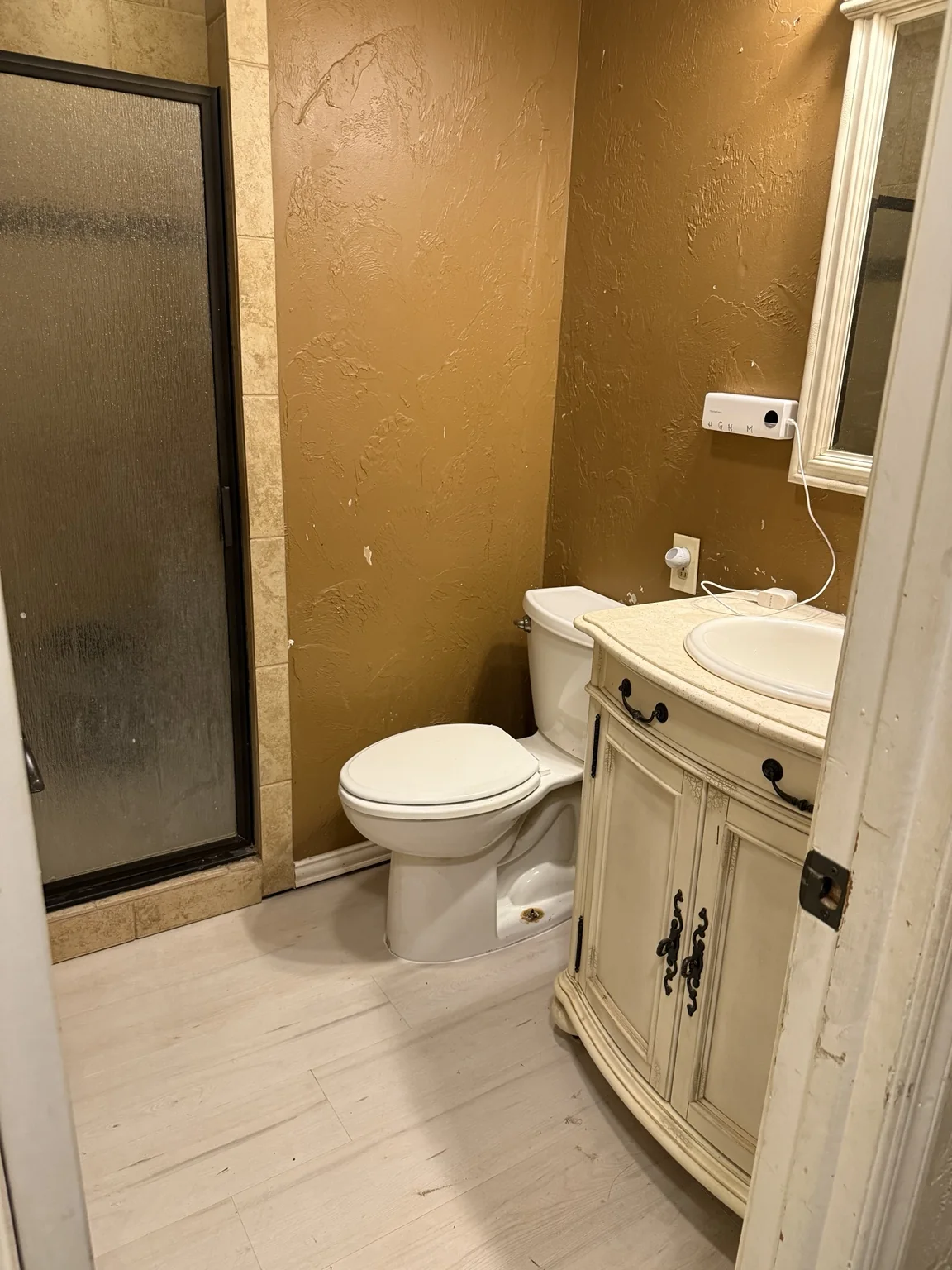 Completed bathroom flooring