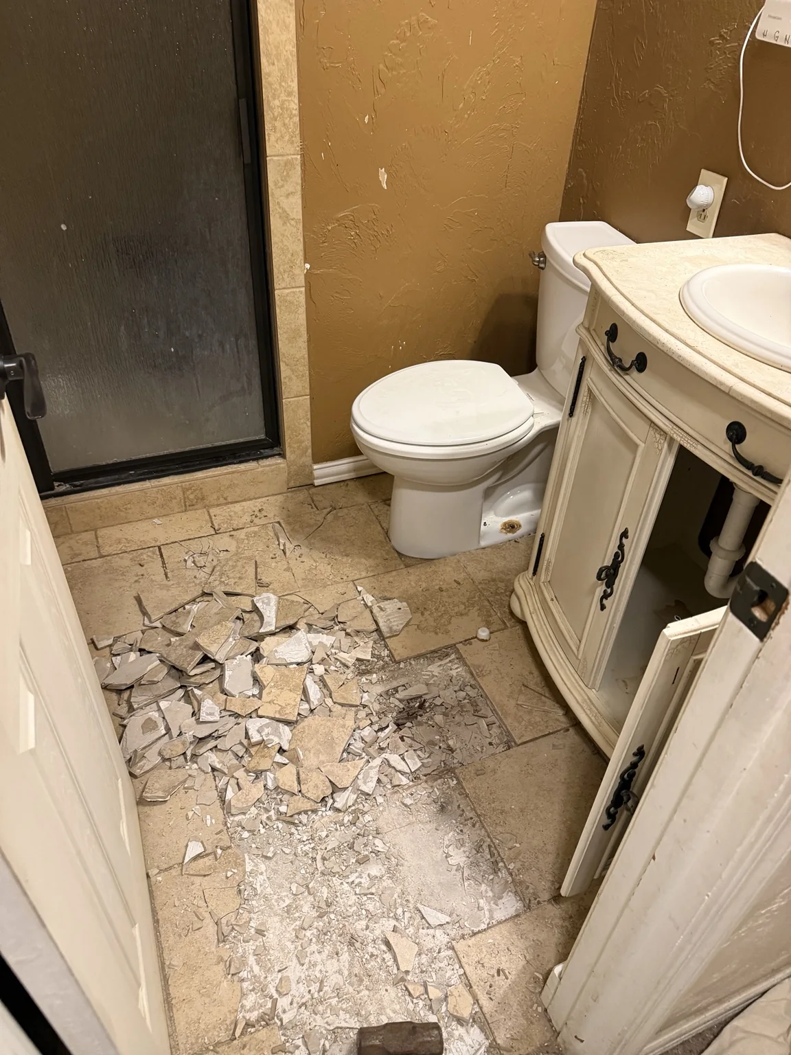 Bathroom tile demolition