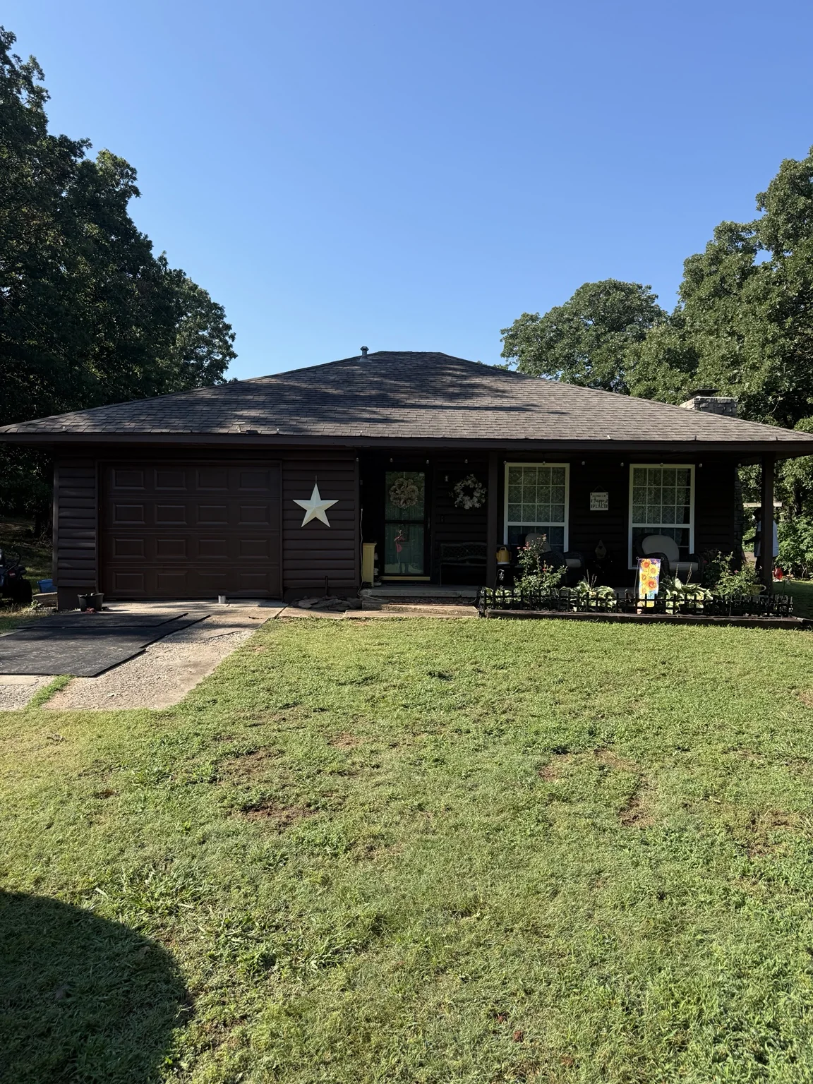 Completed dark exterior paint transformation